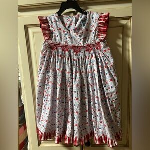 Honesty smocked dress size 5 girls 4th of July red white blue